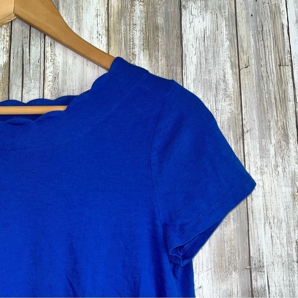 Talbots Royal Blue Scalloped Neck Tee - Picture 2 of 3
